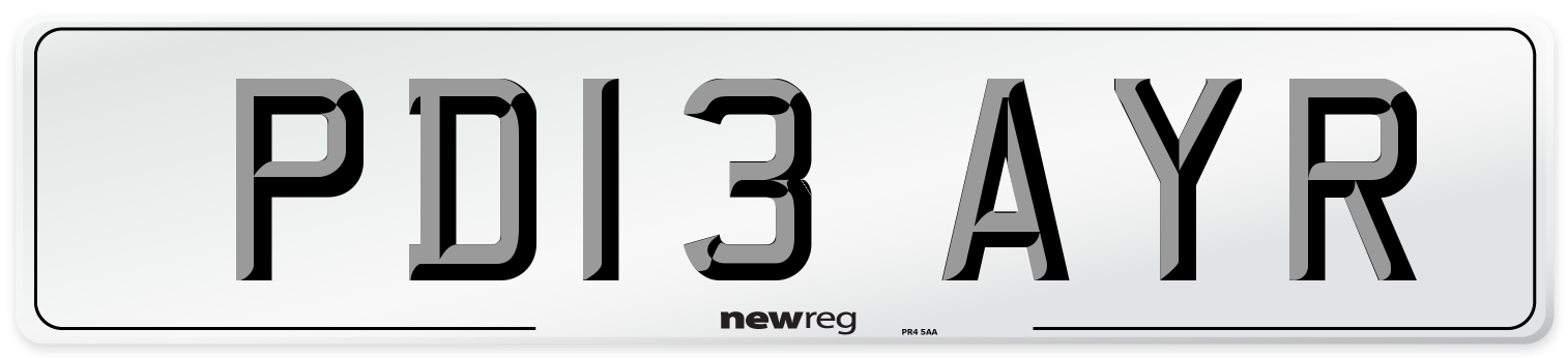 PD13 AYR Number Plate from New Reg